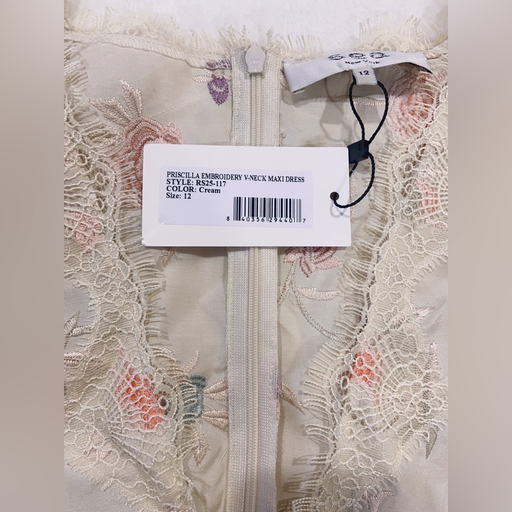 NWT Sea New York Priscilla Flower Embroidered V-Neck Short Sleeve Maxi Dress - Picture 13 of 13